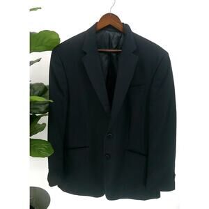 Kenneth Cole Mens Navy Pinstriped Double Vented Single Breasted Blazer Size 44S